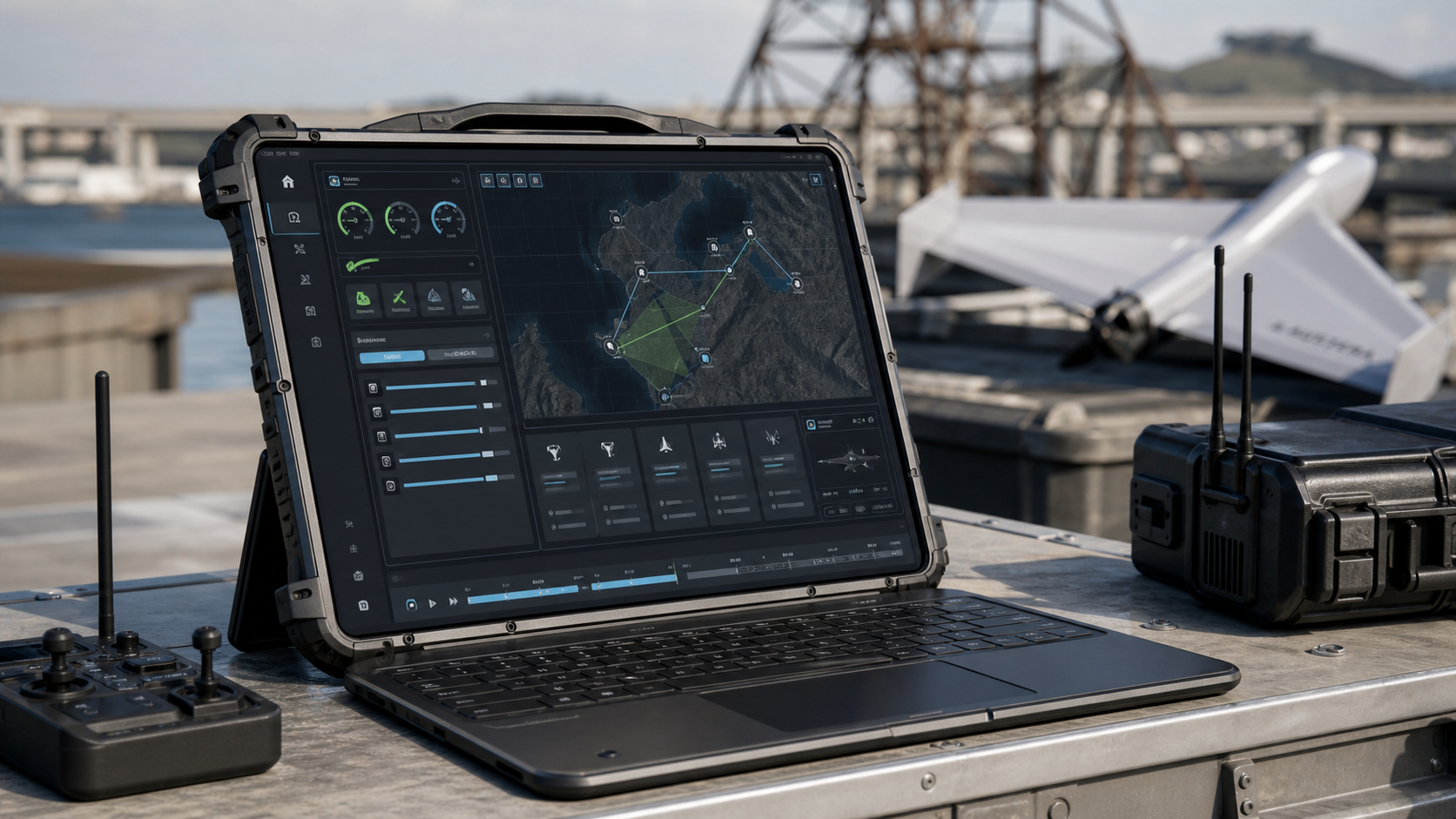Rugged mission-control tablet with route planning and telemetry for the Austera common software stack